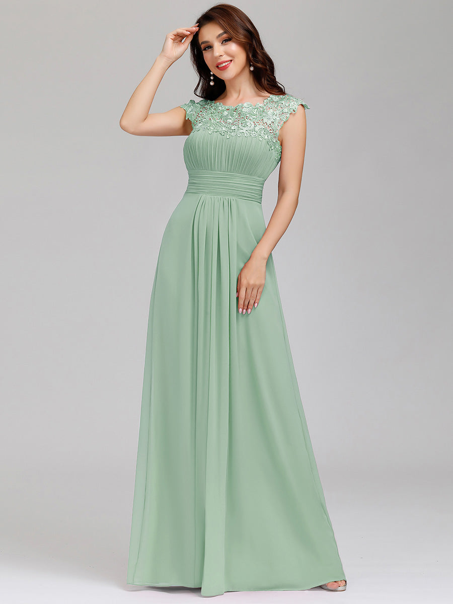 Color=Mint Green | lacey-neckline-open-back-ruched-bust-wholesale-evening-dresses-ep09993-2-Mint Green 1