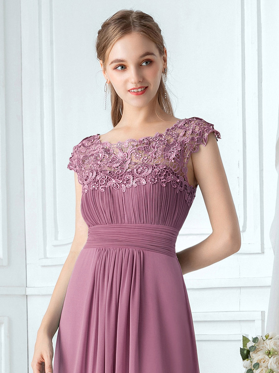 Color=Orchid | lacey-neckline-open-back-ruched-bust-wholesale-evening-dresses-ep09993-2-Orchid 5