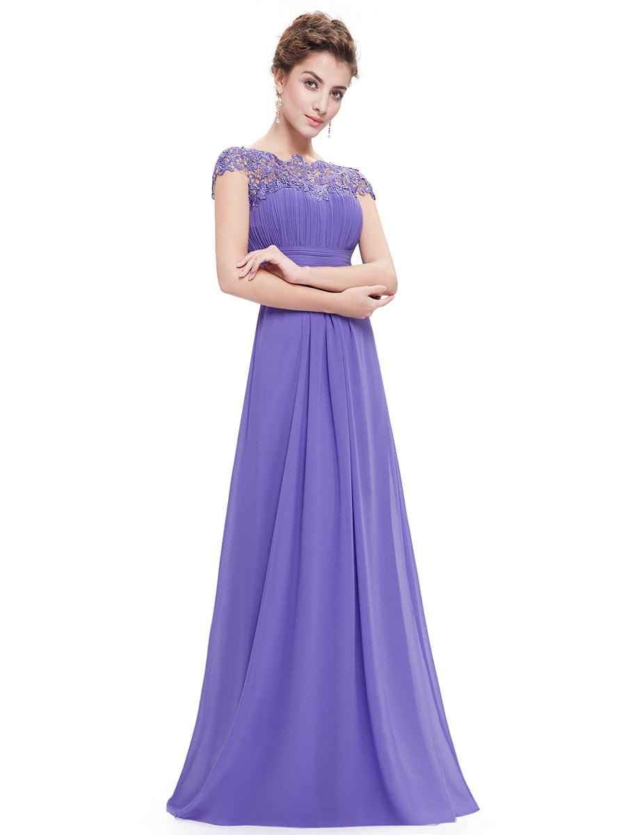 Color=Periwinkle | lacey-neckline-open-back-ruched-bust-wholesale-evening-dresses-ep09993-2-Periwinkle 4