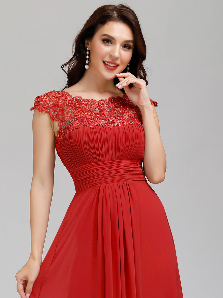 Color=Red | lacey-neckline-open-back-ruched-bust-wholesale-evening-dresses-ep09993-2-Red 5