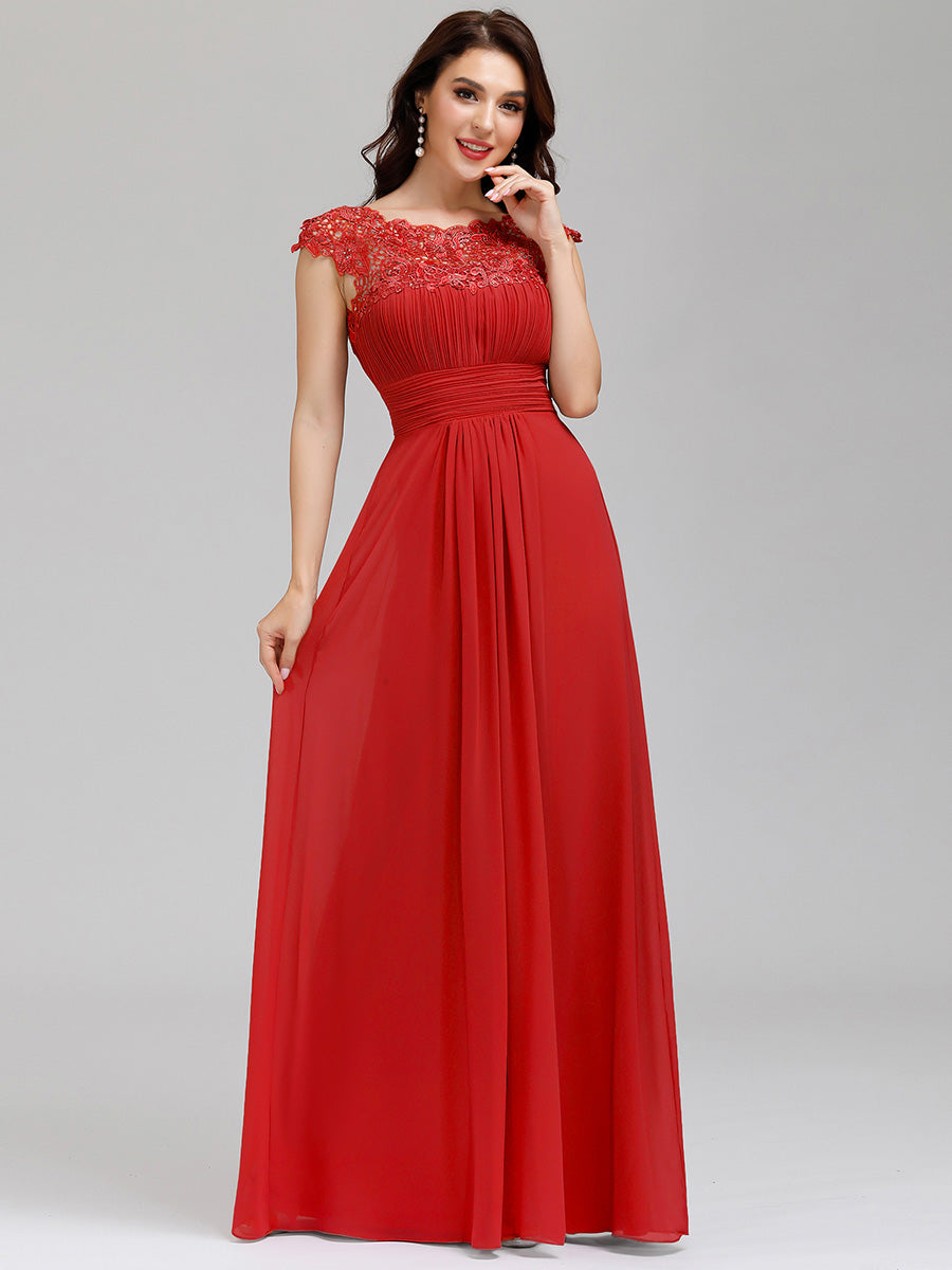 Color=Red | lacey-neckline-open-back-ruched-bust-wholesale-evening-dresses-ep09993-2-Red 1