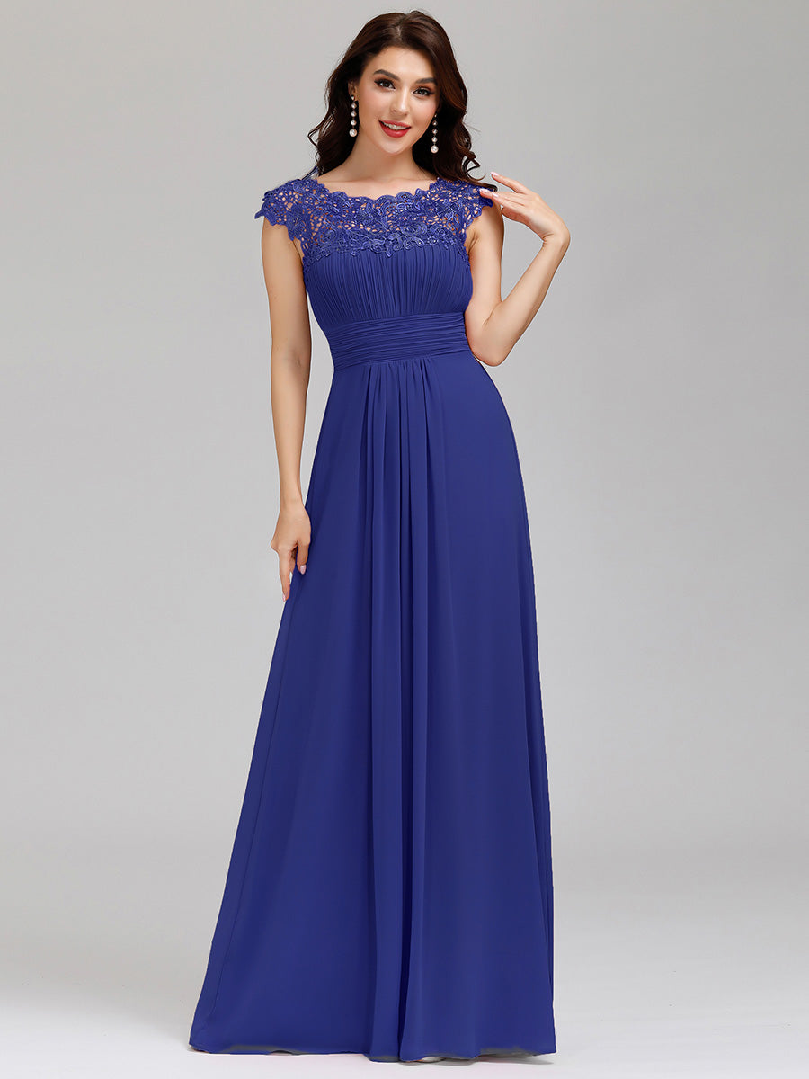 Color=Sapphire Blue | lacey-neckline-open-back-ruched-bust-wholesale-evening-dresses-ep09993-2-Sapphire Blue 4