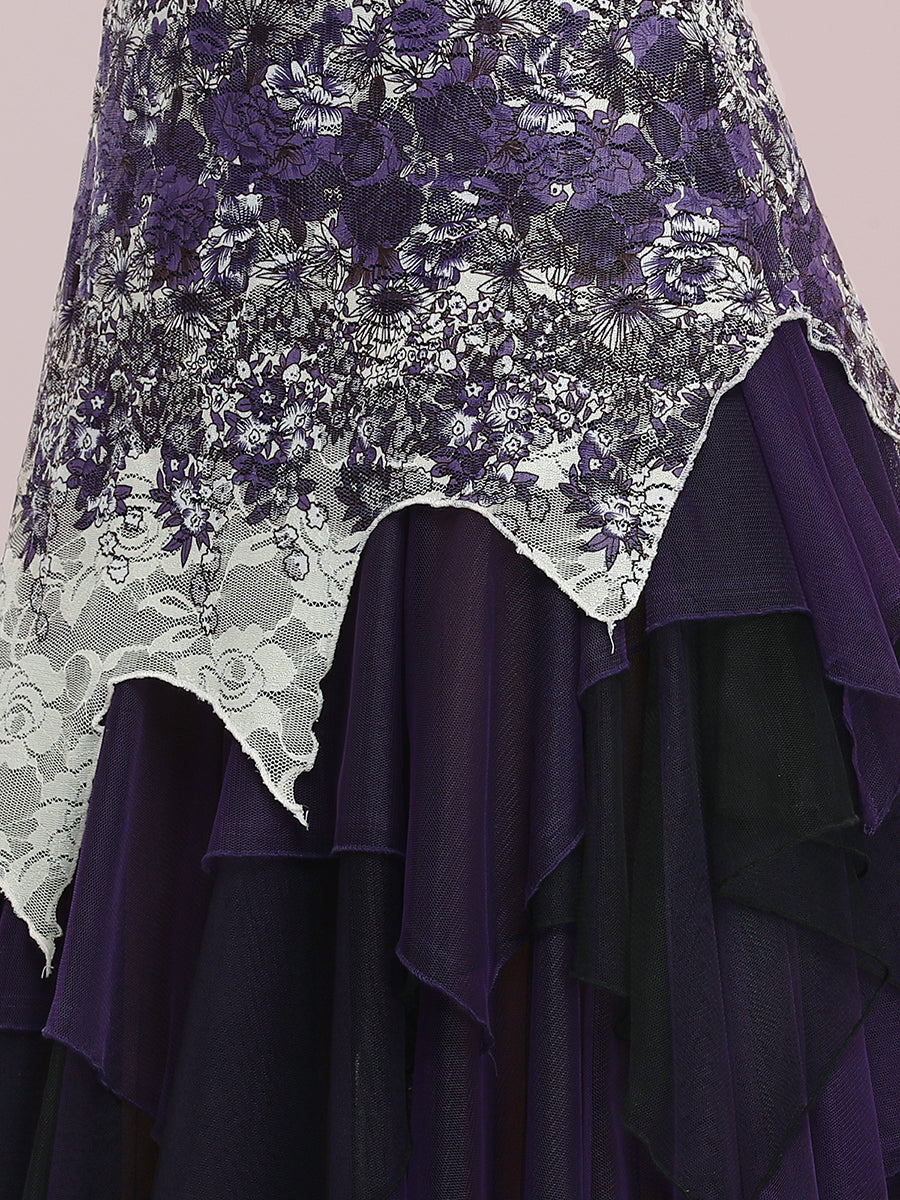Color=Dark Purple | Women'S Sexy V Neck Floor Length Cocktail Prom Dress-Dark Purple 5