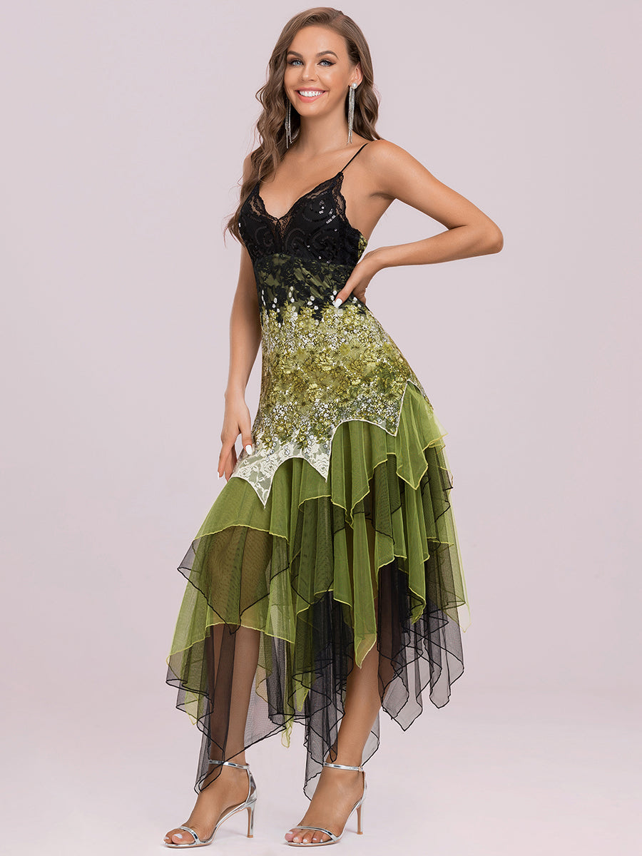 Color=Green | Women'S Sexy V Neck Floor Length Cocktail Prom Dress-Green 3