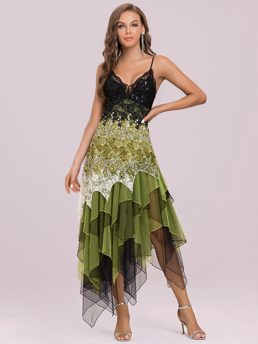 Color=Green | Women'S Sexy V Neck Floor Length Cocktail Prom Dress-Green 4