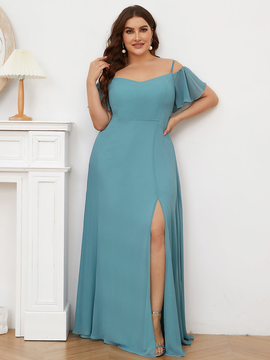 Custom Size Plain Solid Color Plus Size Wholesale Chiffon Bridesmaid Dress