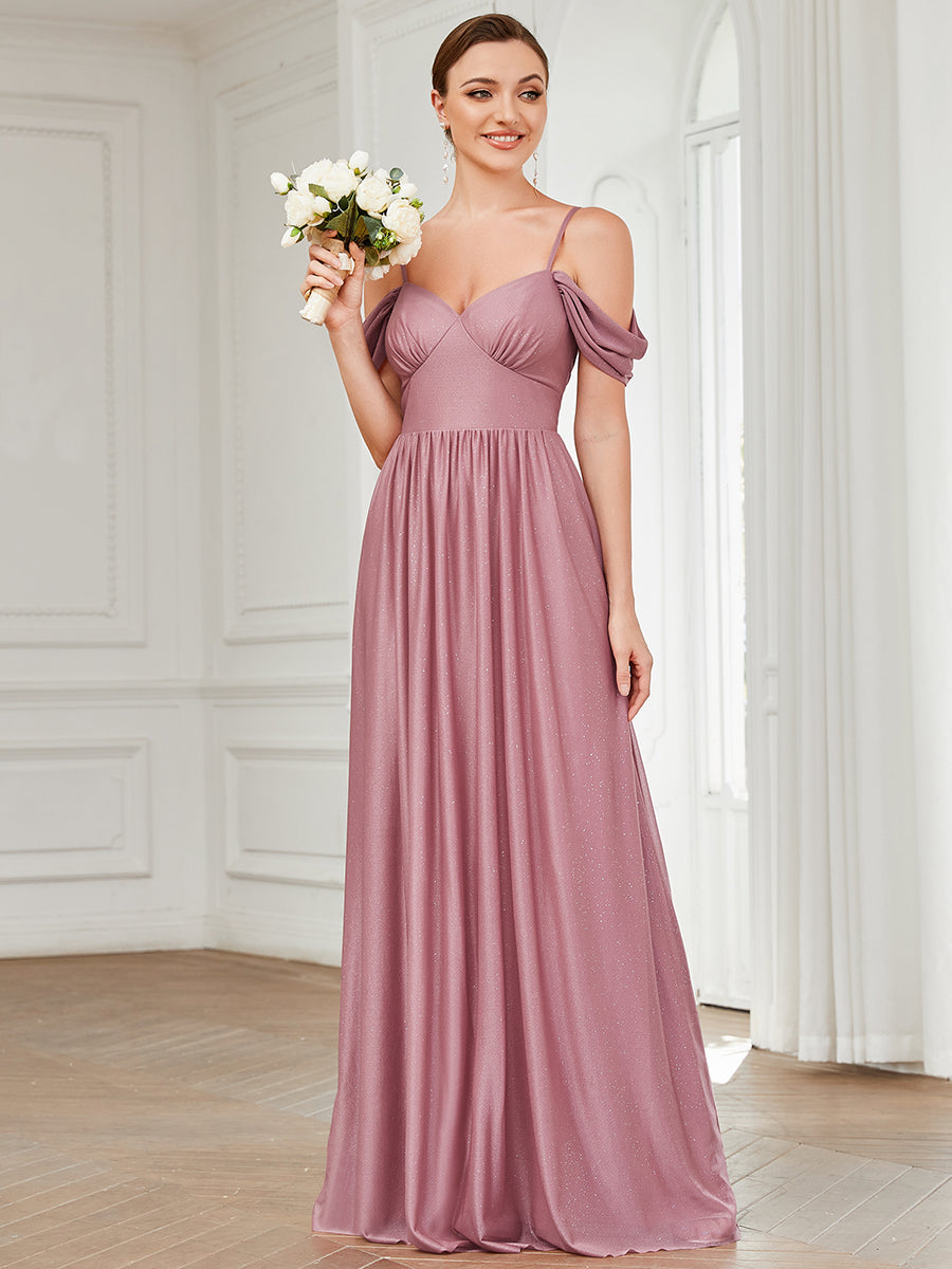 Color=Orchid | Floor Length Spaghetti Strap Wholesale Bridesmaid Dresses-Orchid 1