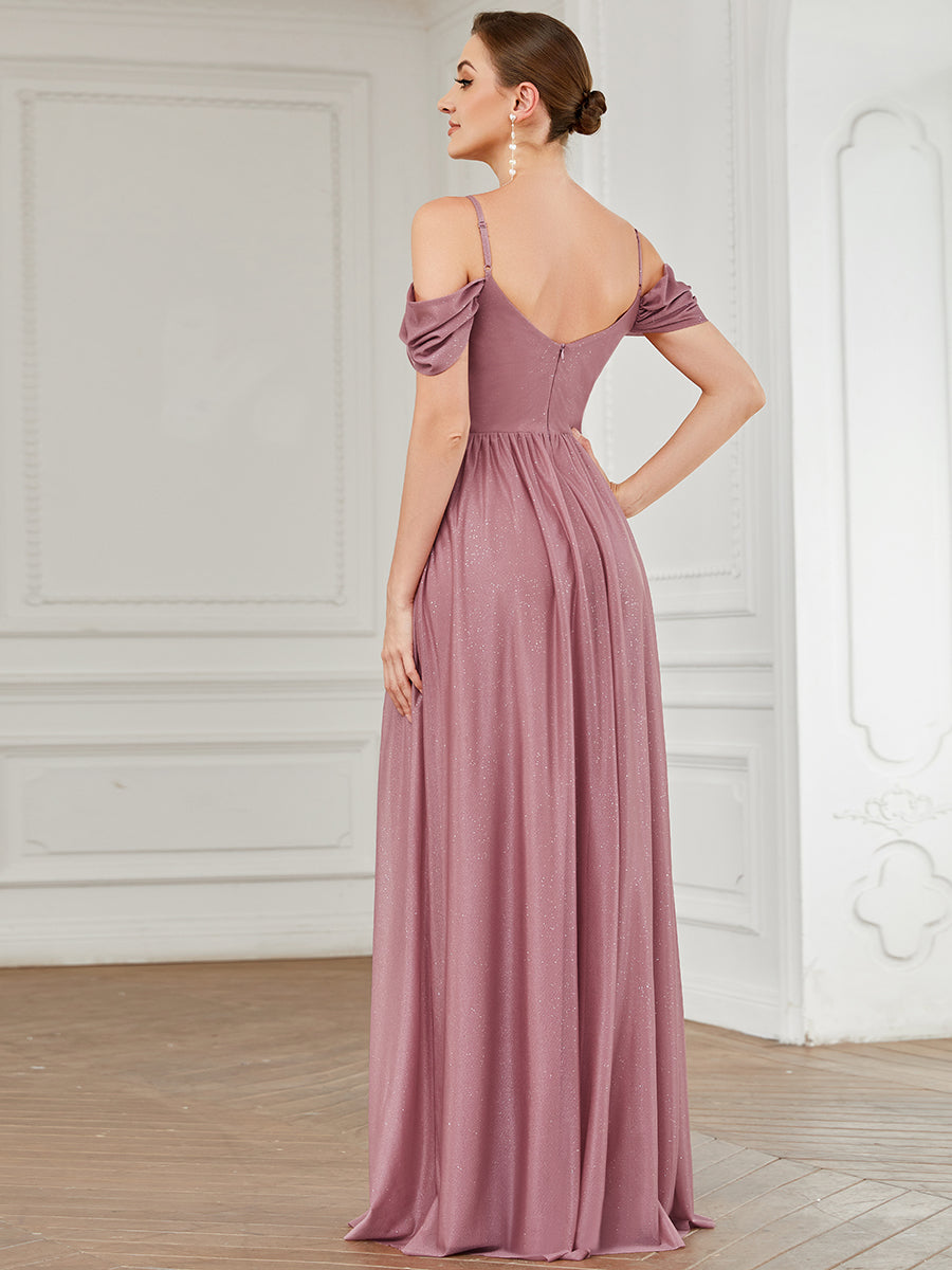 Color=Orchid | Floor Length Spaghetti Strap Wholesale Bridesmaid Dresses-Orchid 2