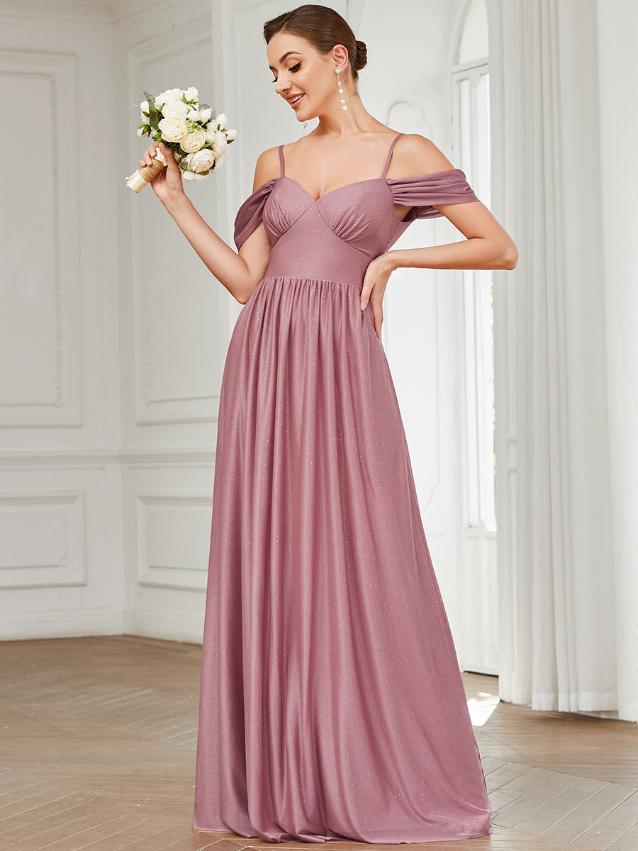 Color=Orchid | Floor Length Spaghetti Strap Wholesale Bridesmaid Dresses-Orchid 3
