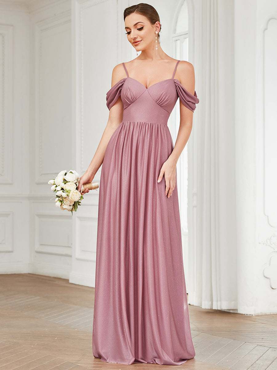 Color=Orchid | Floor Length Spaghetti Strap Wholesale Bridesmaid Dresses-Orchid 4