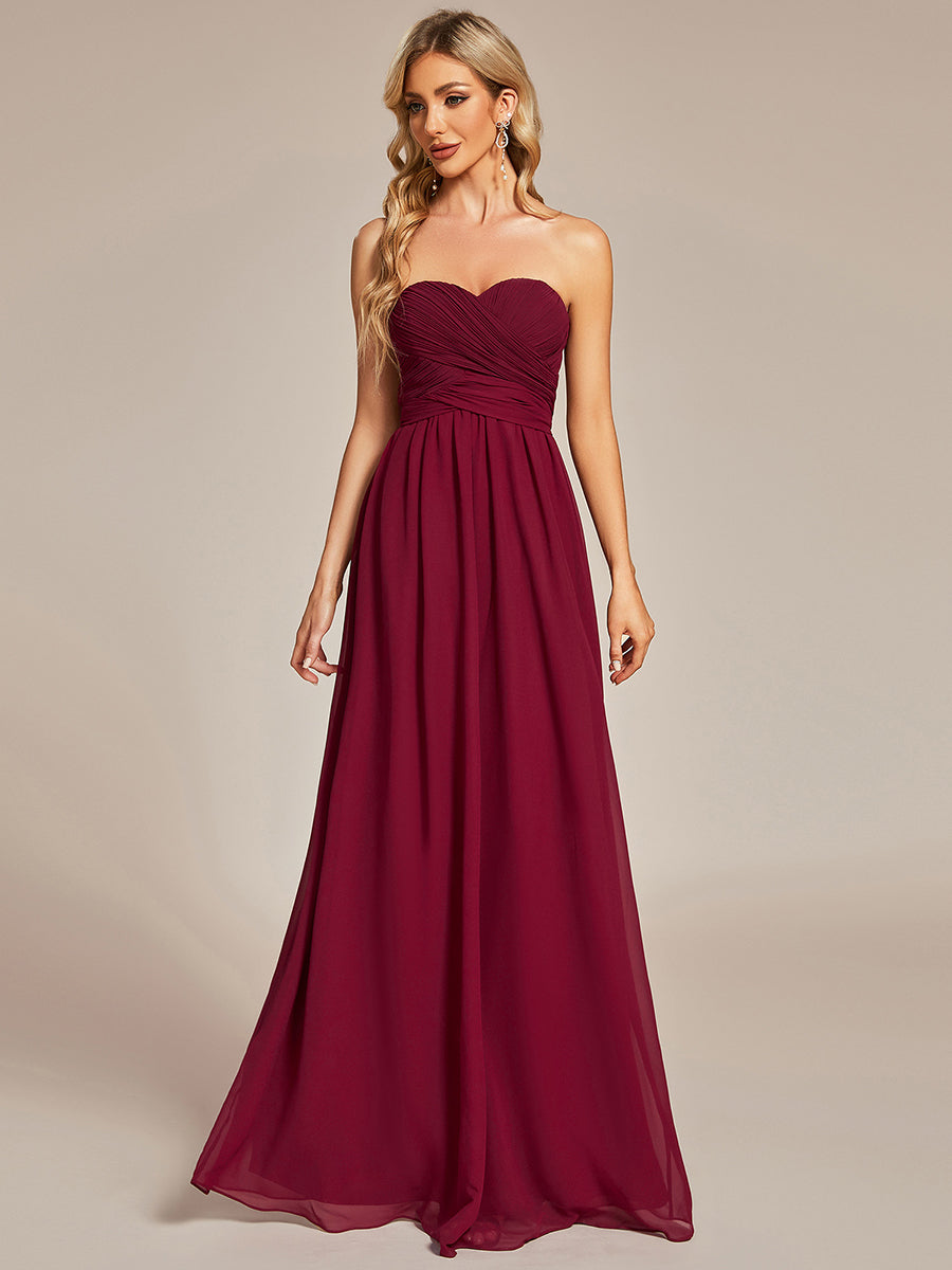 Color=Burgundy | A-Line Chiffon Floor Length Wholesale Bridesmaid Dresses-Burgundy 5