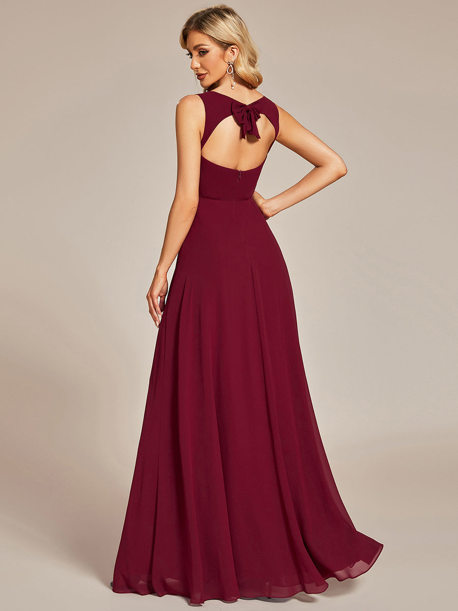 Color=Burgundy | Backless Butterfly Design Chiffon Wholesale Bridesmaid Dresses-Burgundy 2