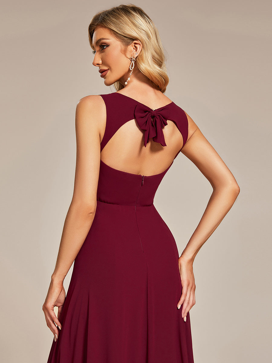 Color=Burgundy | Backless Butterfly Design Chiffon Wholesale Bridesmaid Dresses-Burgundy 5