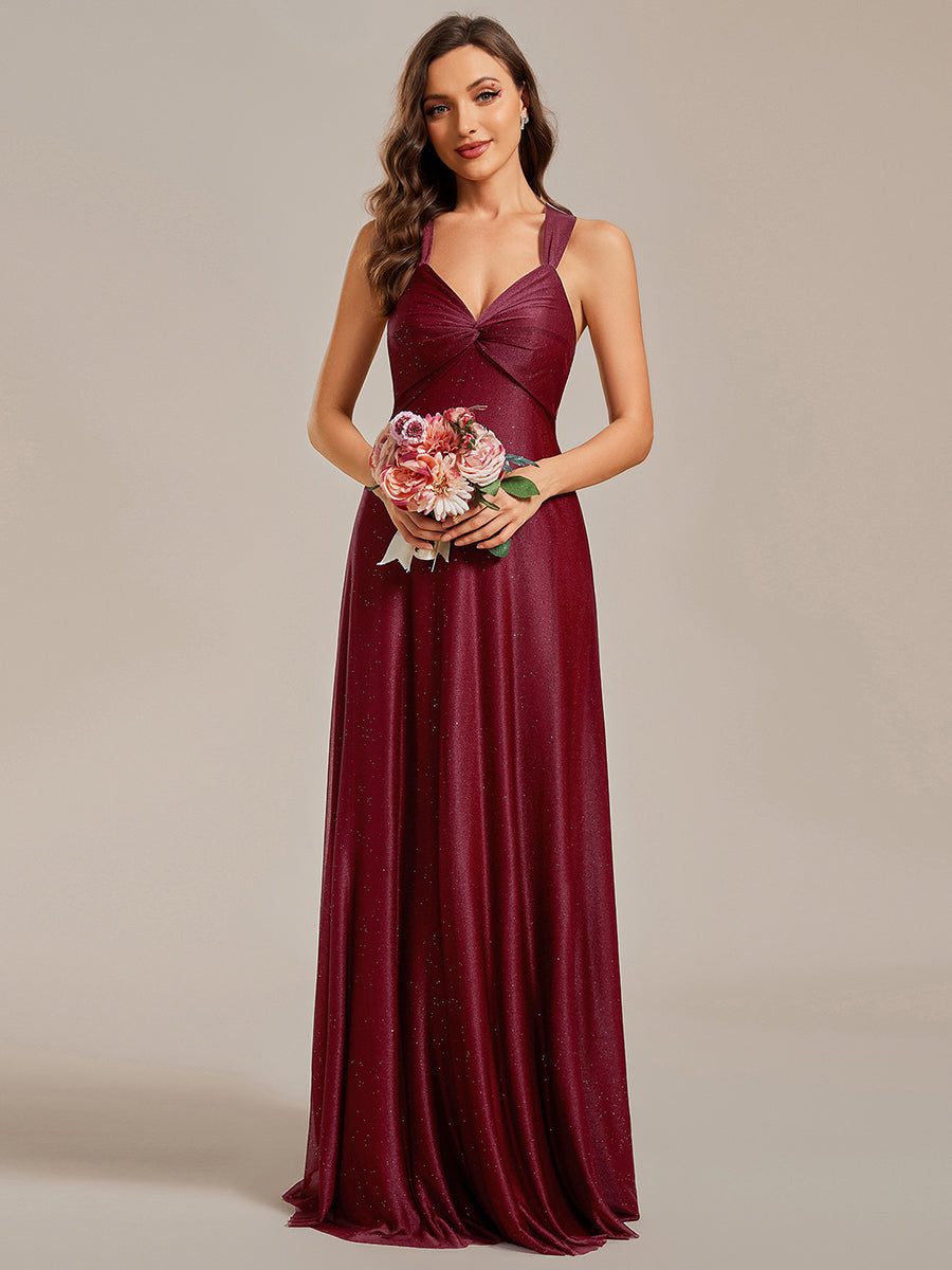 Sparkly Pleated Twist Wholesale Bridesmaid Dresses#Color_Burgundy