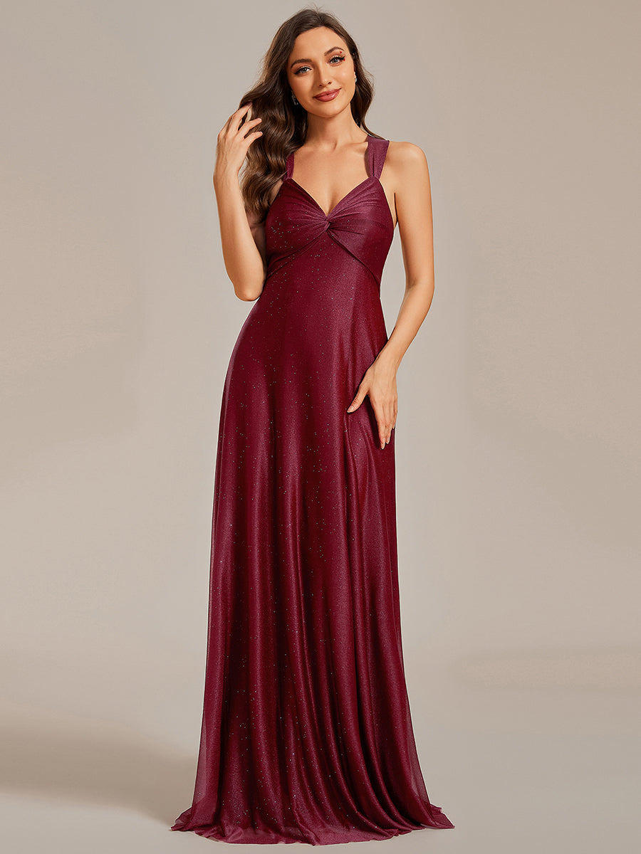 Sparkly Pleated Twist Wholesale Bridesmaid Dresses#Color_Burgundy