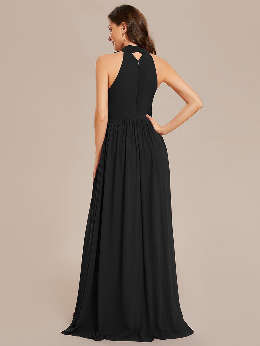 Color=Black | Wholesale Chiffon Halter Neckline Sleeveless Evening Dresses-Black 10