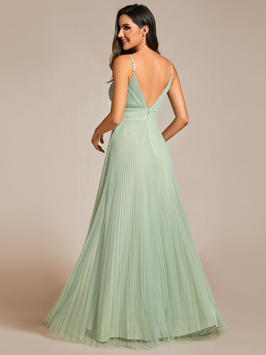 Color=Mint Green | Mesh Contrast Wholesale Bridesmaids Dresses With Spaghetti Straps-Mint Green 