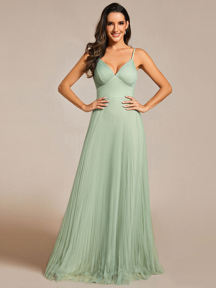 Color=Mint Green | Mesh Contrast Wholesale Bridesmaids Dresses With Spaghetti Straps-Mint Green 9