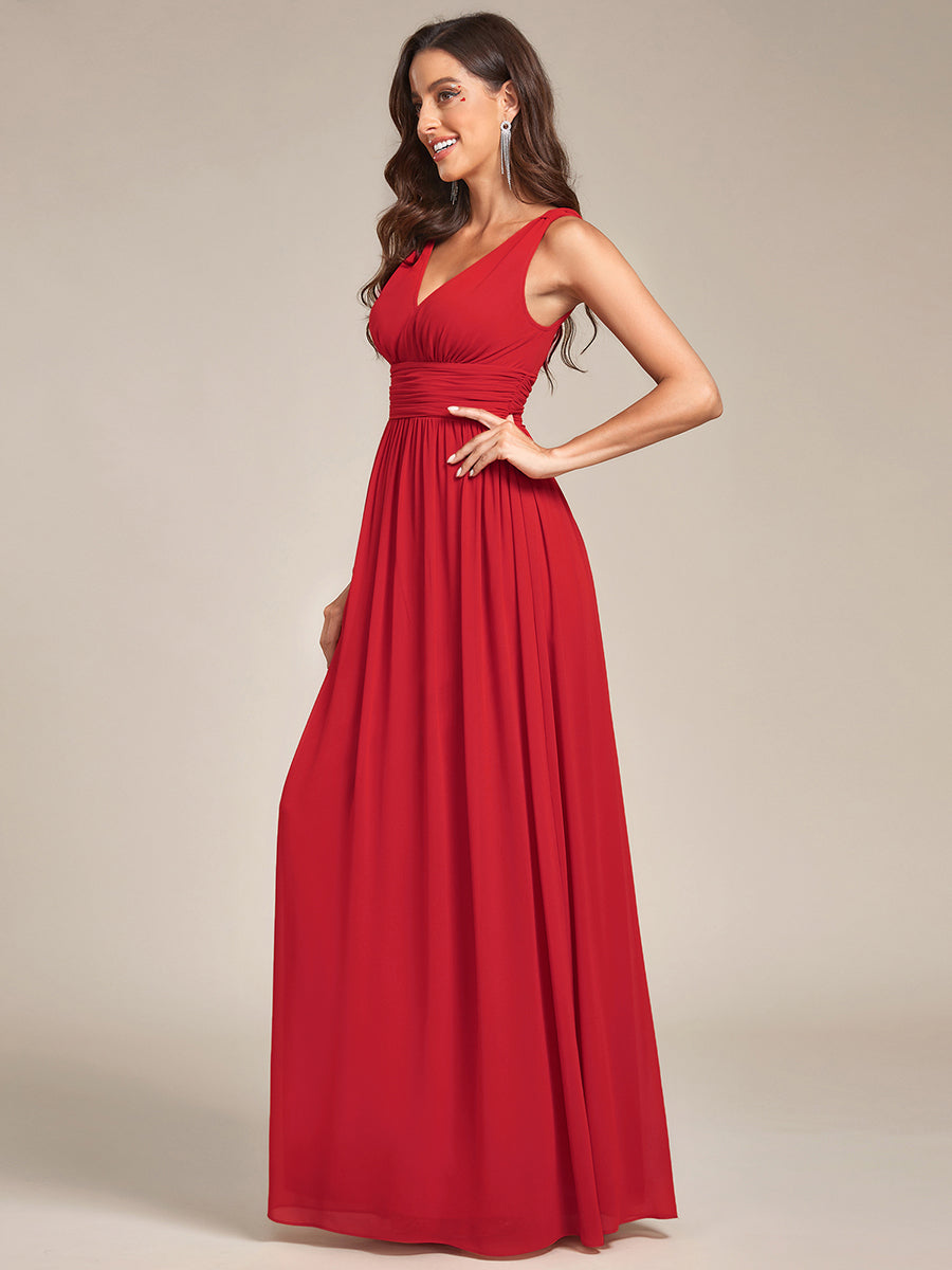 Color=Red | Double V-Neck Elegant Maxi Long Wholesale Evening Dresses-Red 4