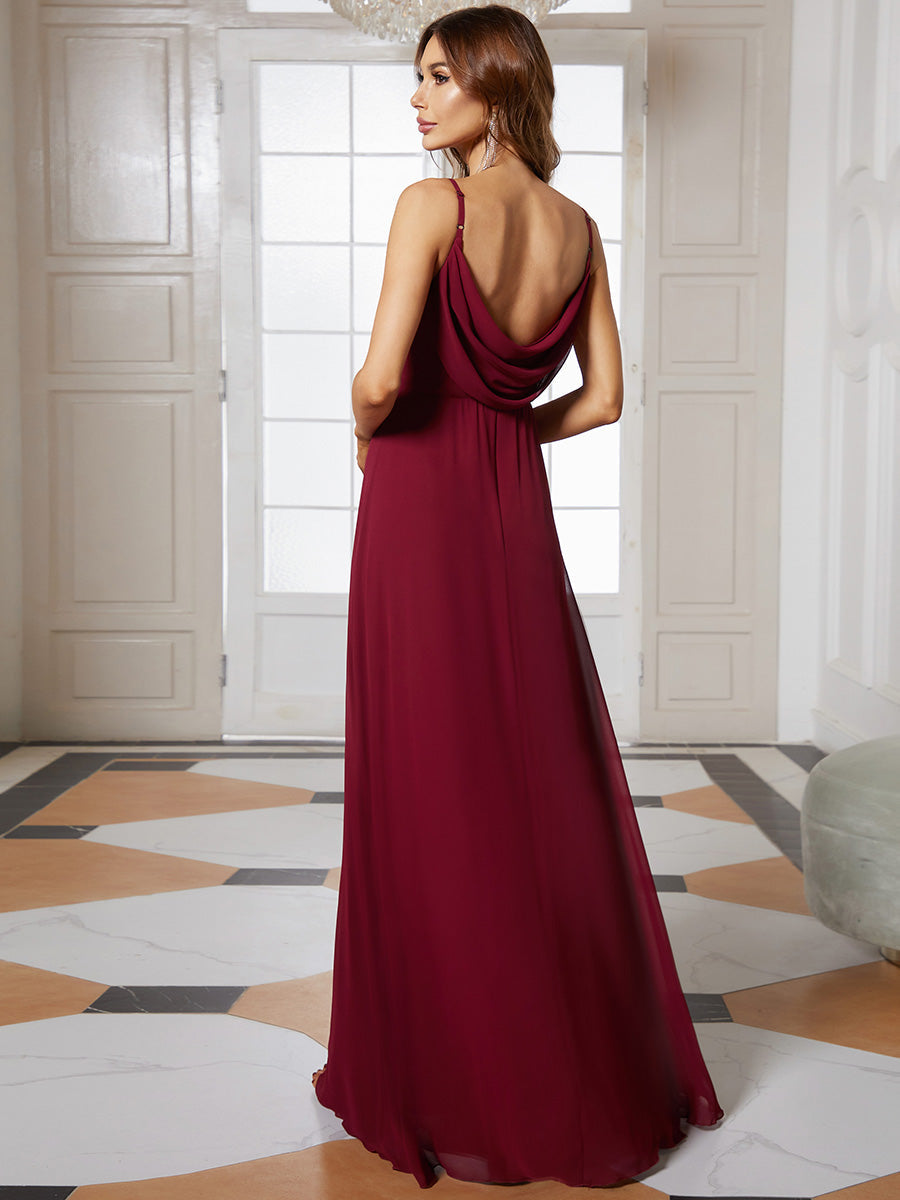 Color=Burgundy | Sleeveless Wholesale Evening Dresses with an A Line Silhouette-Burgundy 2