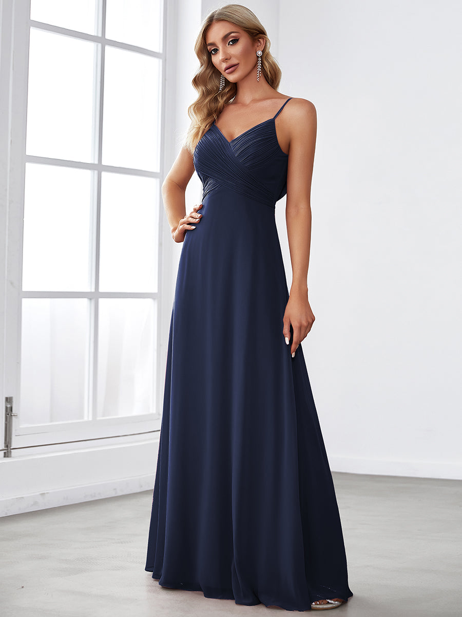 Color=Navy Blue | Sleeveless Wholesale Evening Dresses with an A Line Silhouette-Navy Blue 1