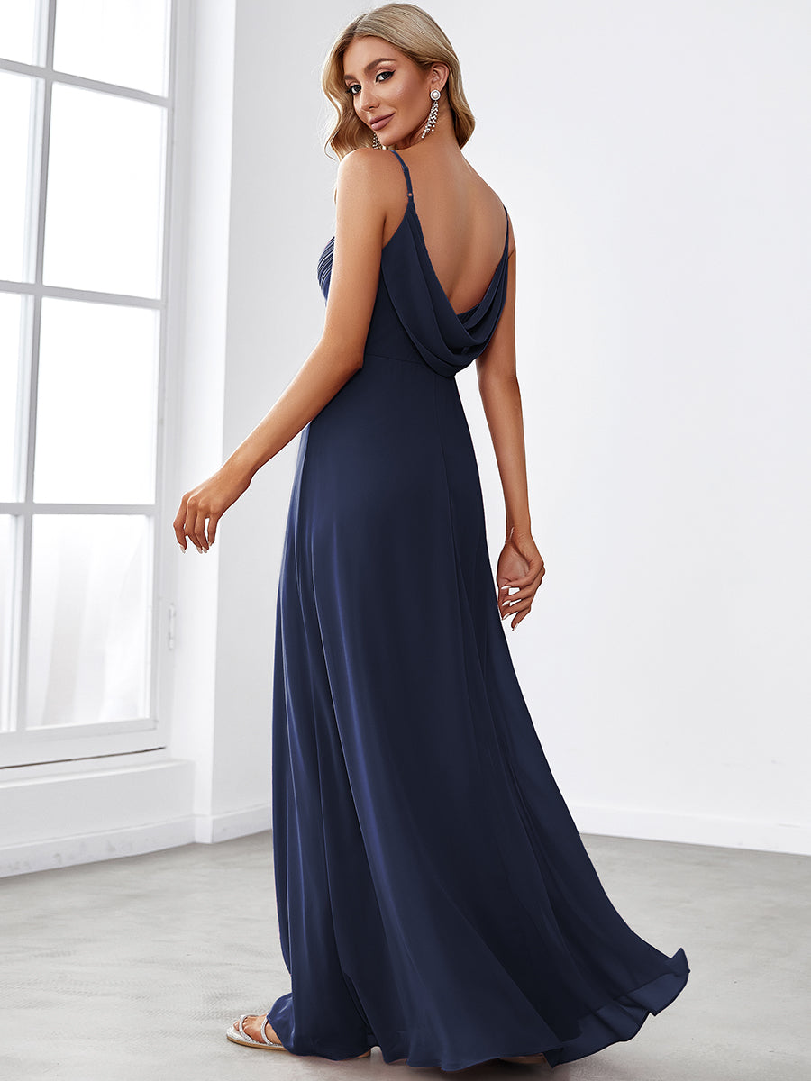 Color=Navy Blue | Sleeveless Wholesale Evening Dresses with an A Line Silhouette-Navy Blue 2