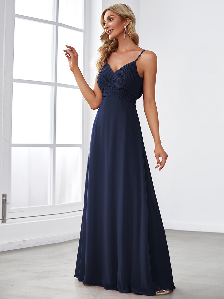 Color=Navy Blue | Sleeveless Wholesale Evening Dresses with an A Line Silhouette-Navy Blue 4