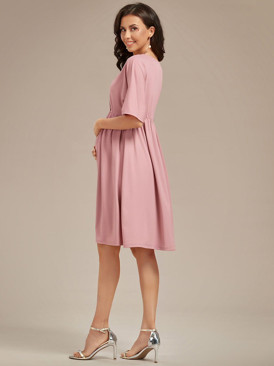 V Neck Short Pleated Wholesale Maternity Dresses