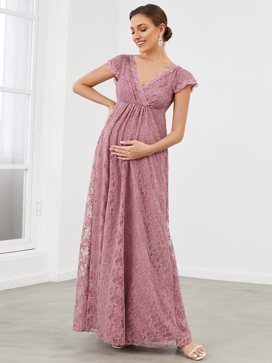 Pregnant Womens Maternity Dress Floral Lace Half Sleeve Skirt Elegant Party  Wear | eBay