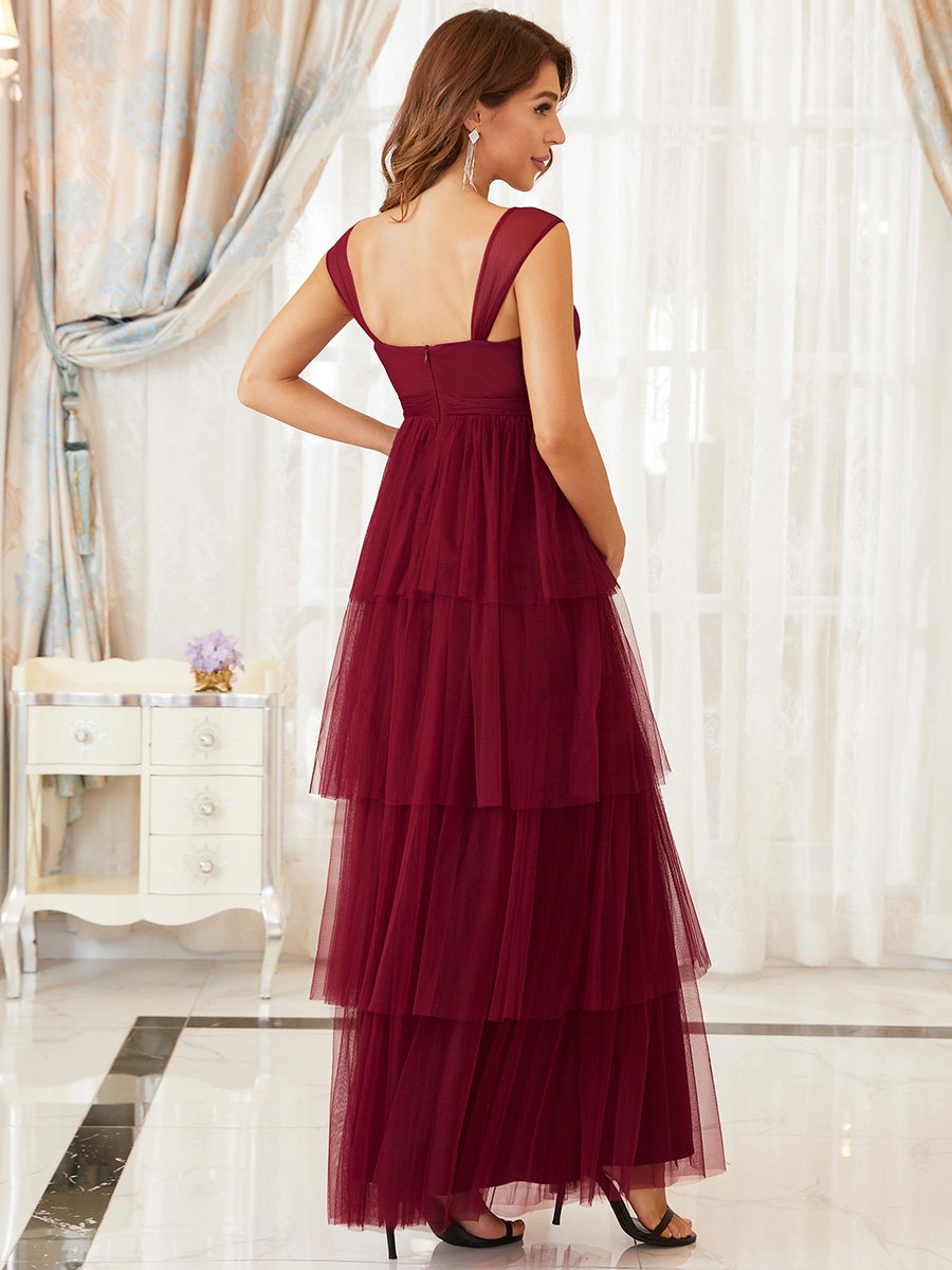 Color=Burgundy | Sleeveless Layered Dress for Pregnant Women-Burgundy 2