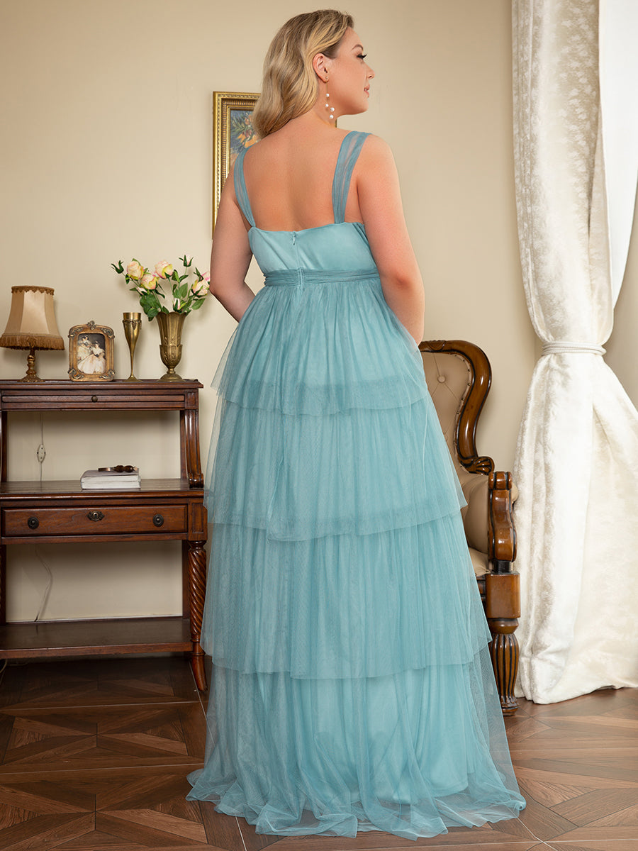 Color=Dusty blue | Sleeveless Layered Dress for Pregnant Women-Dusty blue 10