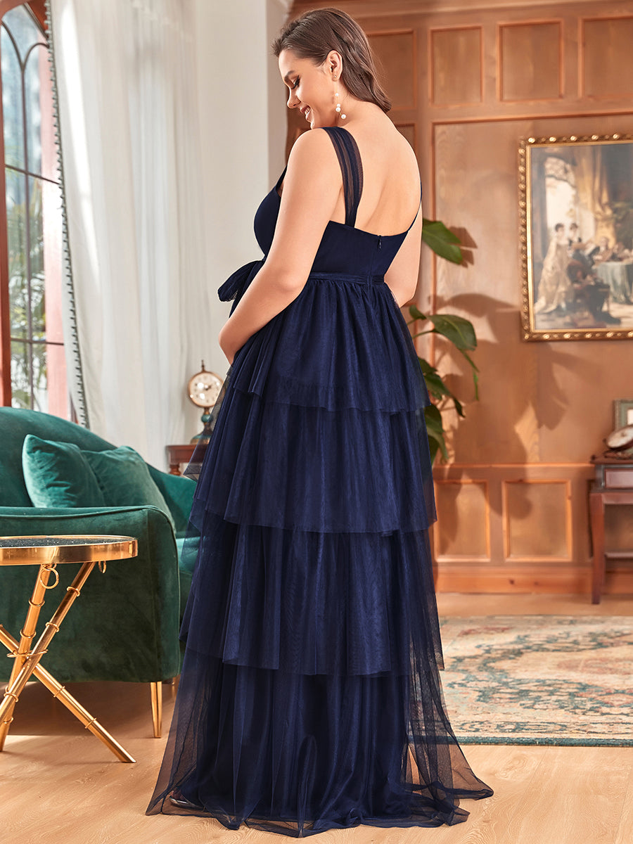 Color=Navy Blue | Sleeveless Layered Dress for Pregnant Women-Navy Blue 7