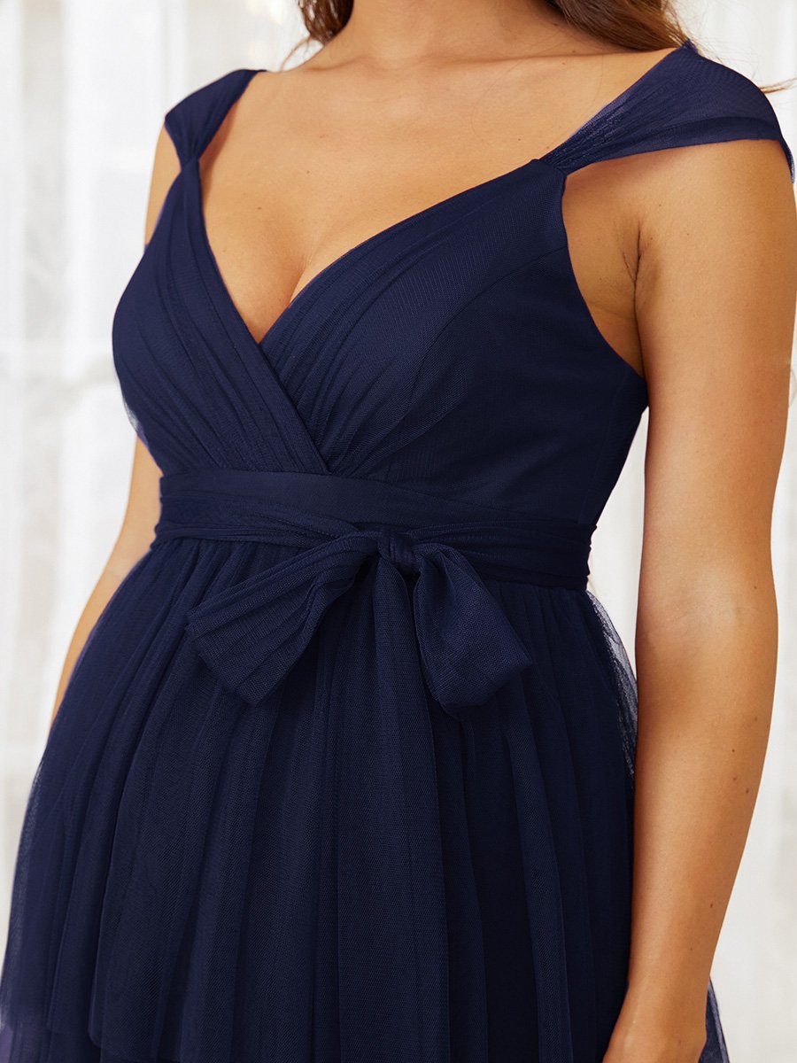 Color=Navy Blue | Sleeveless Layered Dress for Pregnant Women-Navy Blue 5