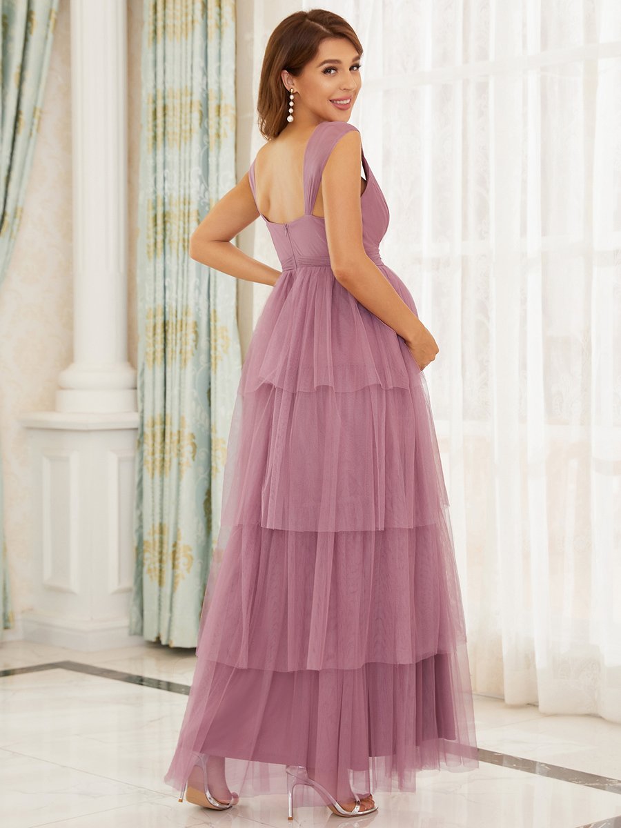 Color=Orchid | Sleeveless Layered Dress for Pregnant Women-Orchid 2