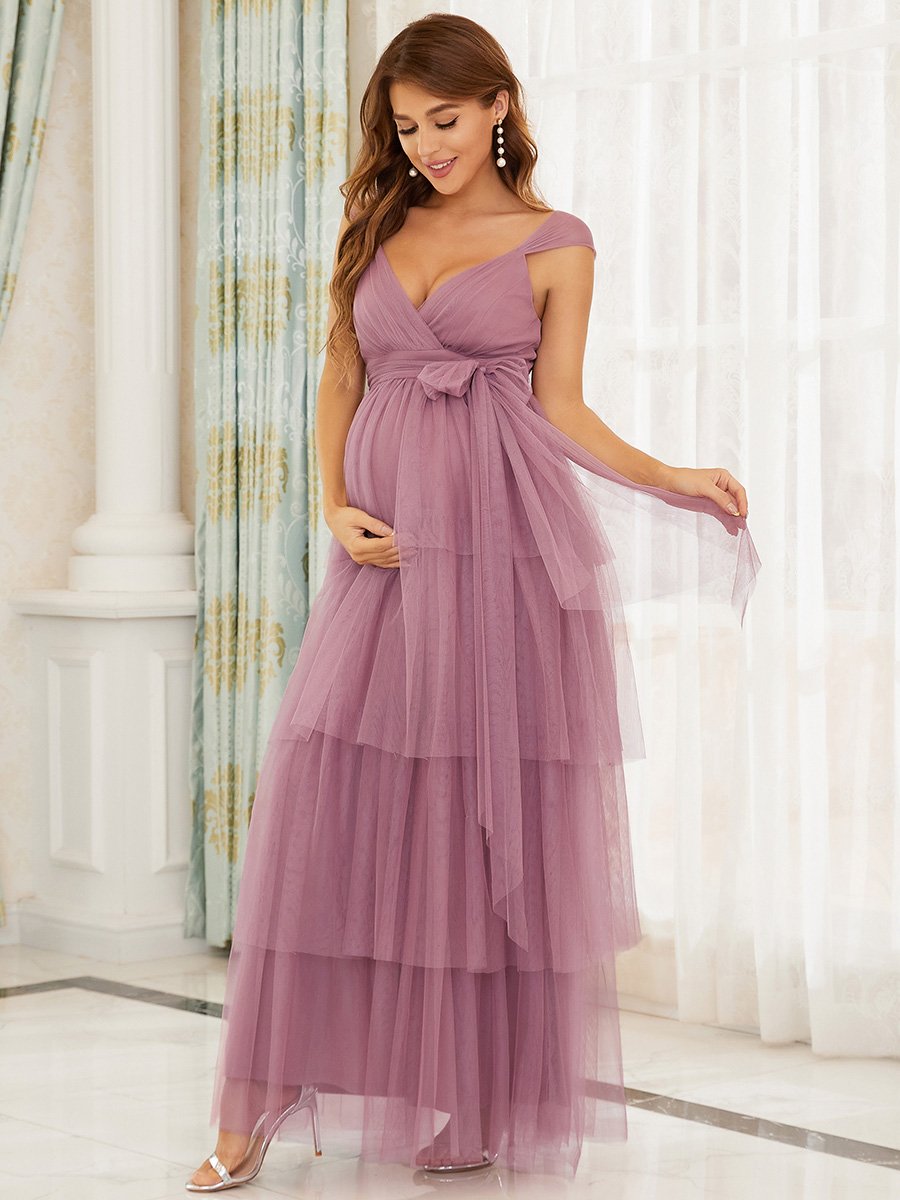 Color=Orchid | Sleeveless Layered Dress for Pregnant Women-Orchid 7