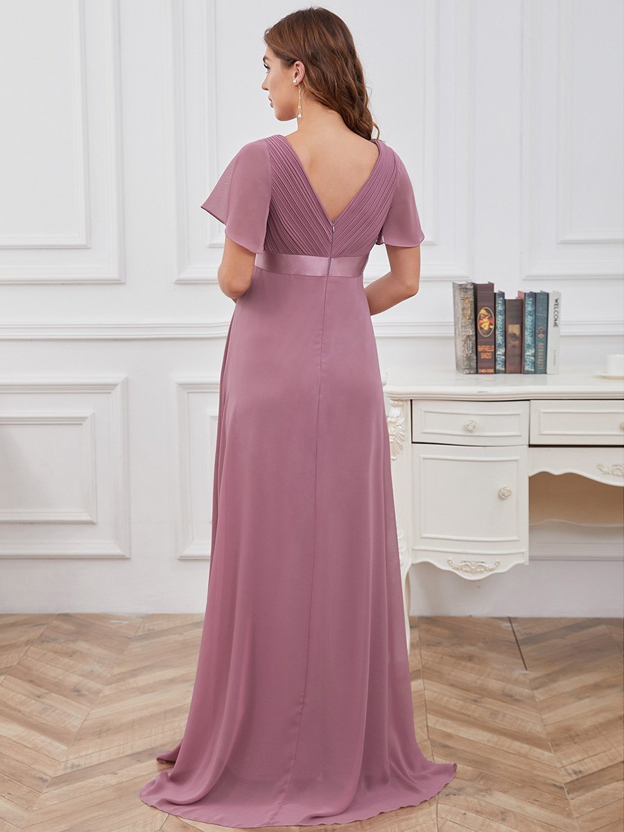Color=Orchid | Cute and Adorable Deep V-neck Dress for Pregnant Women-Orchid 2