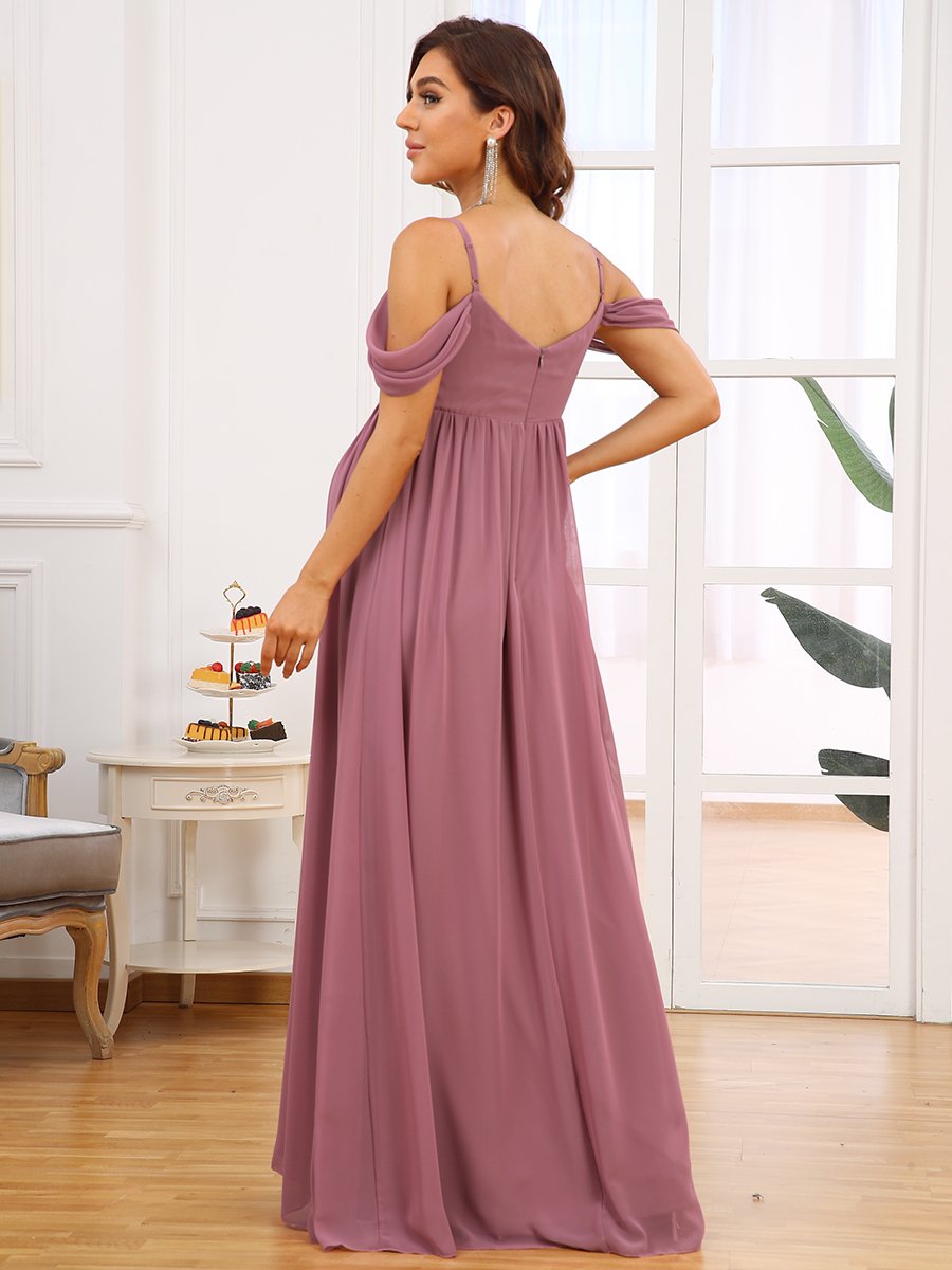 Color=Orchid | Adorable A Line Off Shoulder Wholesale Maternity Dresses-Orchid 3