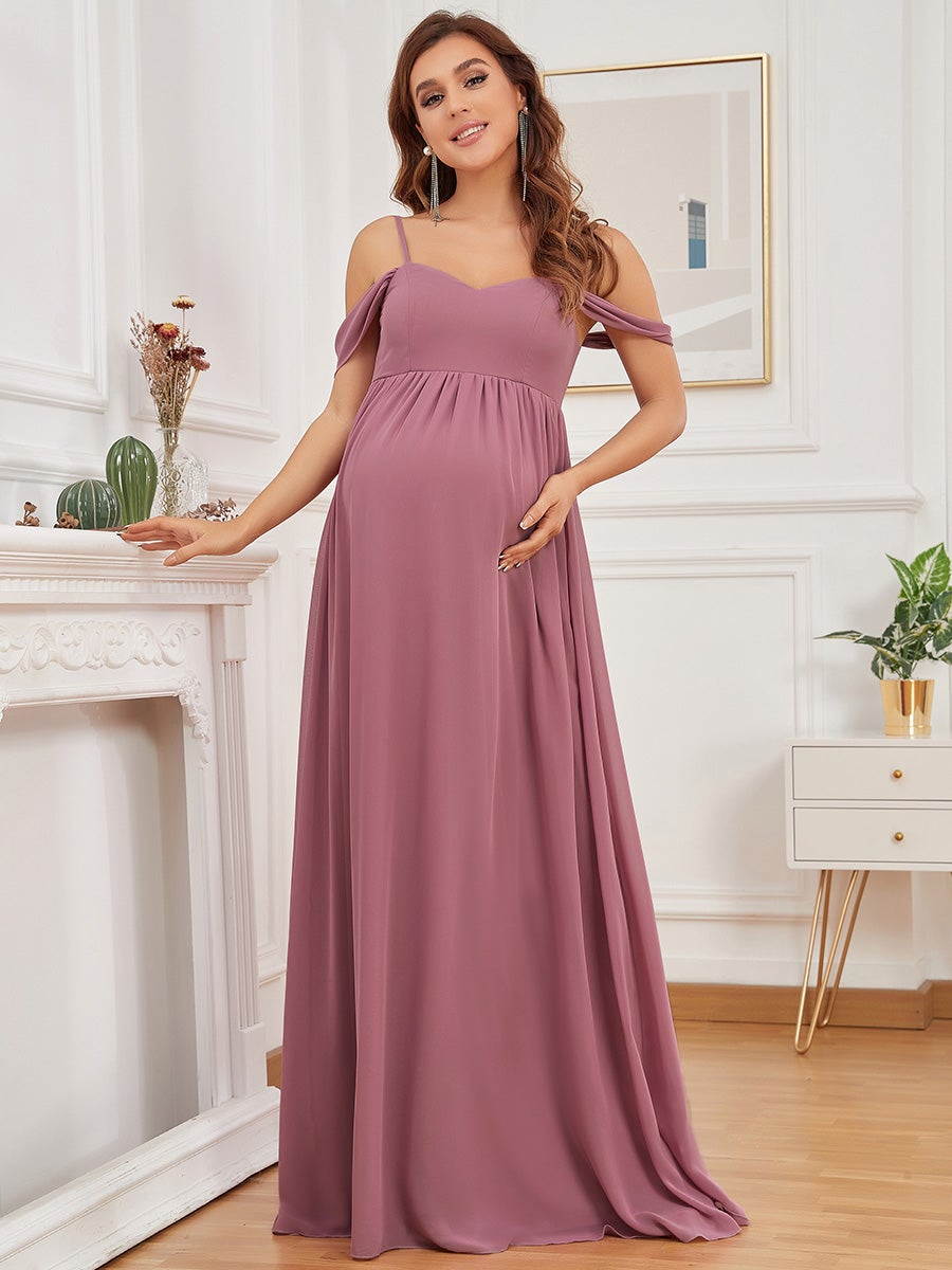 Color=Orchid | Sleeveless Sweetheart Neckline Wholesale Maternity Dresses-Orchid 4