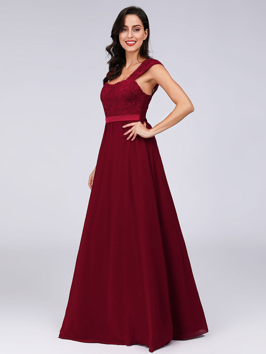Color=Burgundy | elegant-a-line-chiffon-wholesale-bridesmaid-dress-with-lace-bodice-ez07704-Burgundy 3