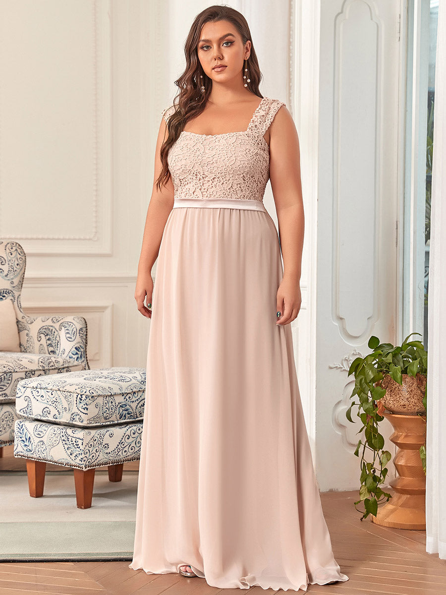 Color=Blush | elegant-a-line-chiffon-wholesale-bridesmaid-dress-with-lace-bodice-ez07704-Blush 1
