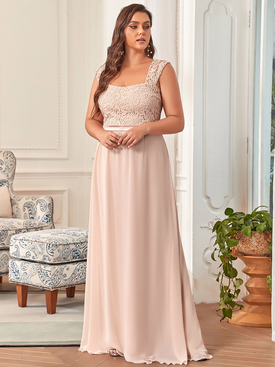 Color=Blush | elegant-a-line-chiffon-wholesale-bridesmaid-dress-with-lace-bodice-ez07704-Blush 4