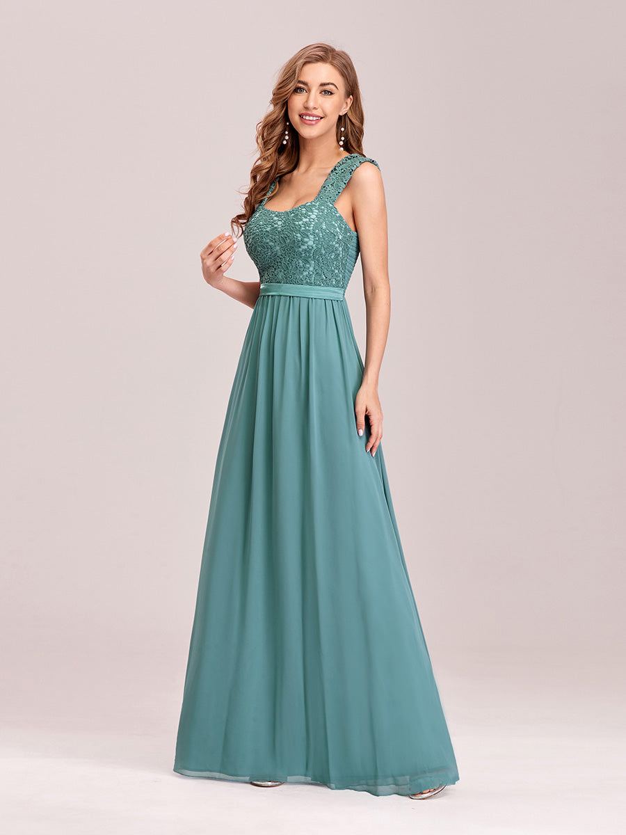 Color=Dusty Blue | elegant-a-line-chiffon-wholesale-bridesmaid-dress-with-lace-bodice-ez07704-Dusty Blue 3