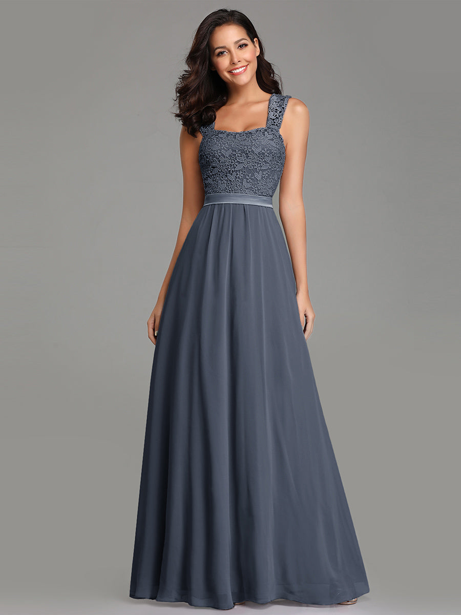 Color=Dusty Navy | elegant-a-line-chiffon-wholesale-bridesmaid-dress-with-lace-bodice-ez07704-Dusty Navy 1