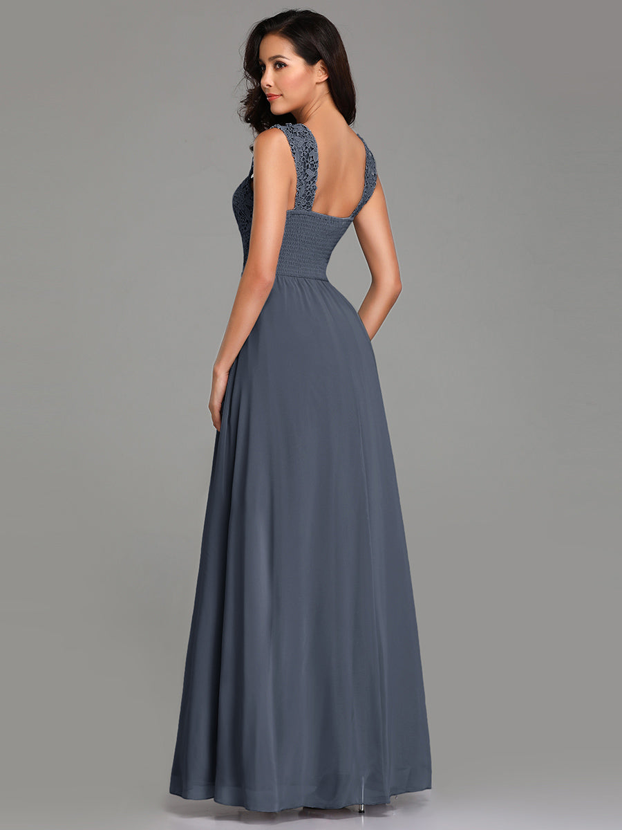 Color=Dusty Navy | elegant-a-line-chiffon-wholesale-bridesmaid-dress-with-lace-bodice-ez07704-Dusty Navy 2