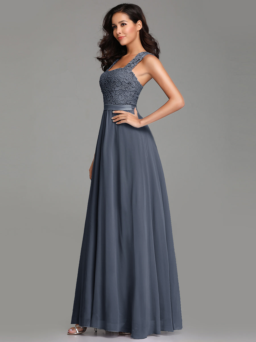Color=Dusty Navy | elegant-a-line-chiffon-wholesale-bridesmaid-dress-with-lace-bodice-ez07704-Dusty Navy 3