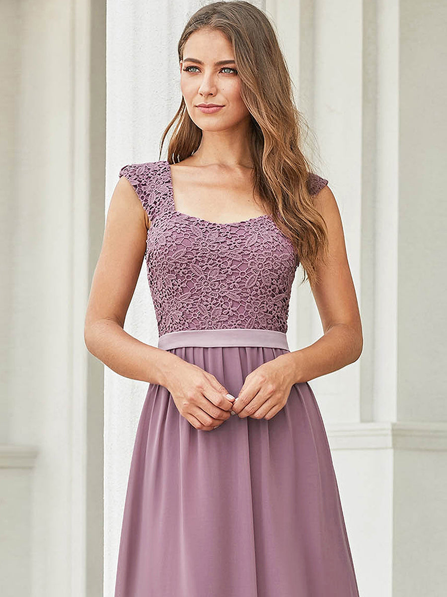 Color=Orchid | elegant-a-line-chiffon-wholesale-bridesmaid-dress-with-lace-bodice-ez07704-Orchid 5