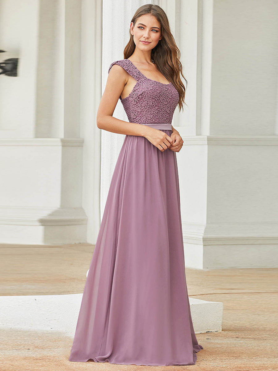Color=Orchid | elegant-a-line-chiffon-wholesale-bridesmaid-dress-with-lace-bodice-ez07704-Orchid 3