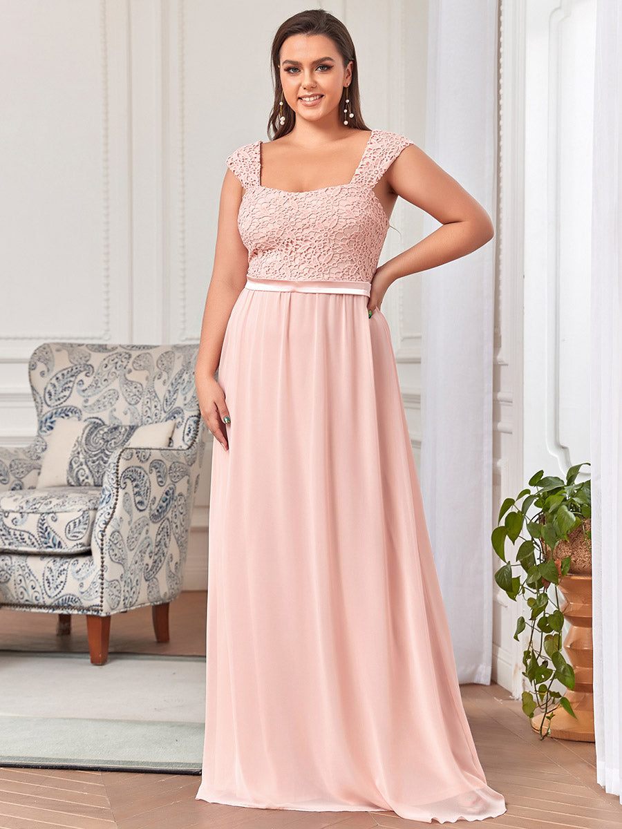 Color=Pink | elegant-a-line-chiffon-wholesale-bridesmaid-dress-with-lace-bodice-ez07704-Pink 1