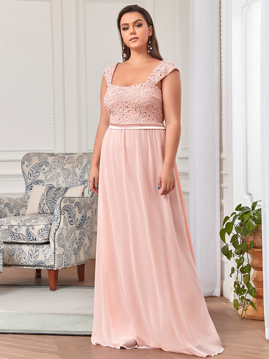 Color=Pink | elegant-a-line-chiffon-wholesale-bridesmaid-dress-with-lace-bodice-ez07704-Pink 4