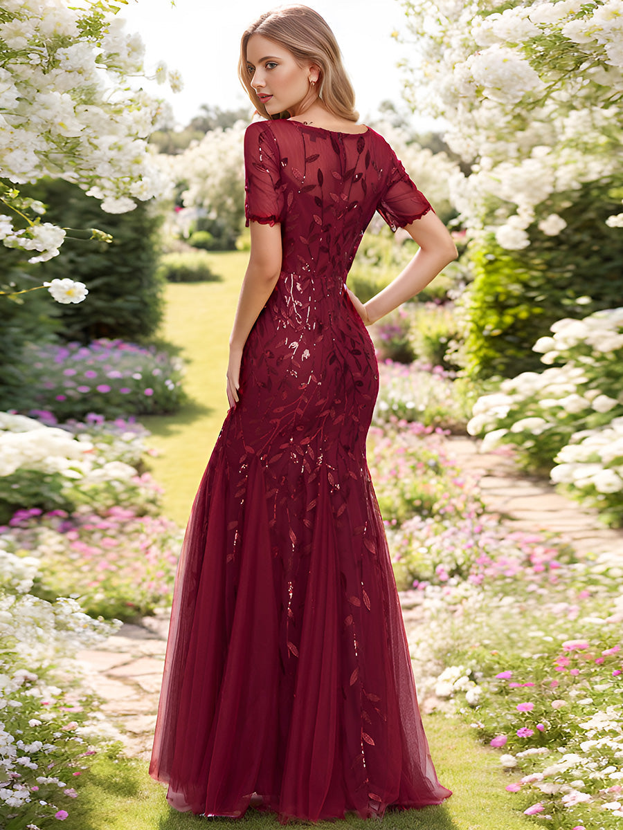 Color=Burgundy | Wholesale Sequin Shiny Fishtail Tulle Dresses for Party-Burgundy 5